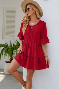 Thumbnail for Tied Flounce Sleeve Mini Dress