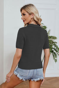 Thumbnail for Johnny Collar Short Sleeve Knit Top