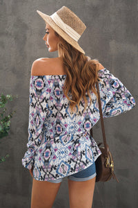 Thumbnail for Printed Off-Shoulder Tied Balloon Sleeve Blouse - MiaMore | Luxary Classic Charm
