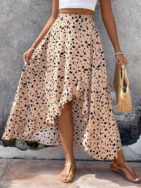 Thumbnail for Printed High Waist Ruffled Skirt