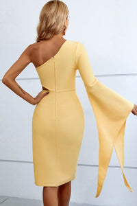 Thumbnail for Cutout Split Flare Sleeve One-Shoulder Dress - MiaMore | Luxary Classic Charm