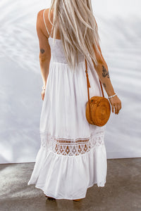 Thumbnail for Buttoned Spliced Lace Spaghetti Strap Maxi Dress - MiaMore | Luxary Classic Charm