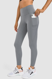 Thumbnail for High Rise Yoga Leggings with Side Pocket