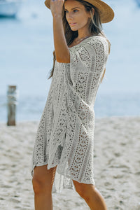 Thumbnail for Openwork V-Neck Slit Cover Up