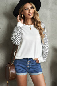 Thumbnail for Mixed Print Raglan Top - MiaMore | Luxary Classic Charm