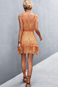 Thumbnail for Floral Frill Trim Sleeveless Mini Dress