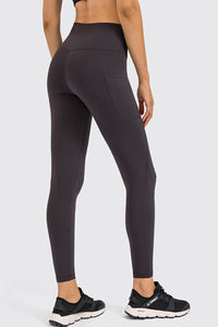 Thumbnail for High Rise Yoga Leggings with Side Pocket