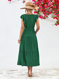 Thumbnail for Tie Belt Ruffled Tiered Dress