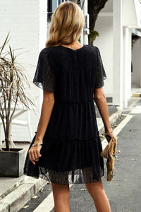 Thumbnail for Swiss Dot Smocked Frill Trim Dress