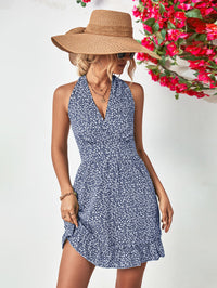 Thumbnail for Ditsy Floral Halter Neck Ruffle Hem Dress