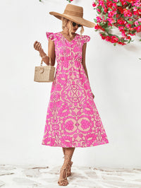 Thumbnail for Floral V-Neck Cap Sleeve Dress