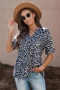 Thumbnail for Printed V-Neck Cuffed Tunic Top - MiaMore | Luxary Classic Charm