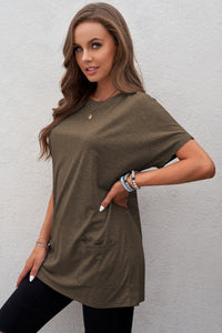 Thumbnail for Short Sleeve Round Neck Tee Shirt with Pockets - MiaMore | Luxary Classic Charm