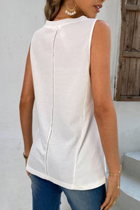 Thumbnail for Buttoned V-Neck Tank