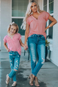 Thumbnail for Women Buttoned Roll-Tab Sleeve Tee Shirt - MiaMore | Luxary Classic Charm