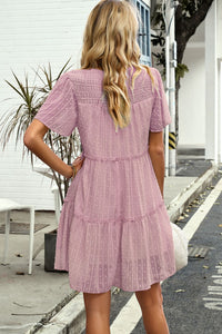 Thumbnail for Swiss Dot Smocked Frill Trim Dress