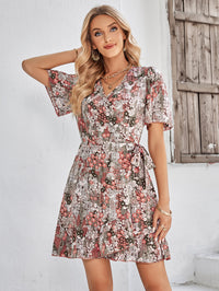 Thumbnail for Floral Short Sleeve Ruffle Hem Dress