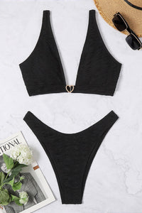 Thumbnail for Textured High Cut Bikini Set