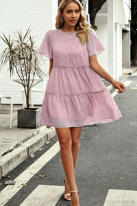 Thumbnail for Swiss Dot Smocked Frill Trim Dress