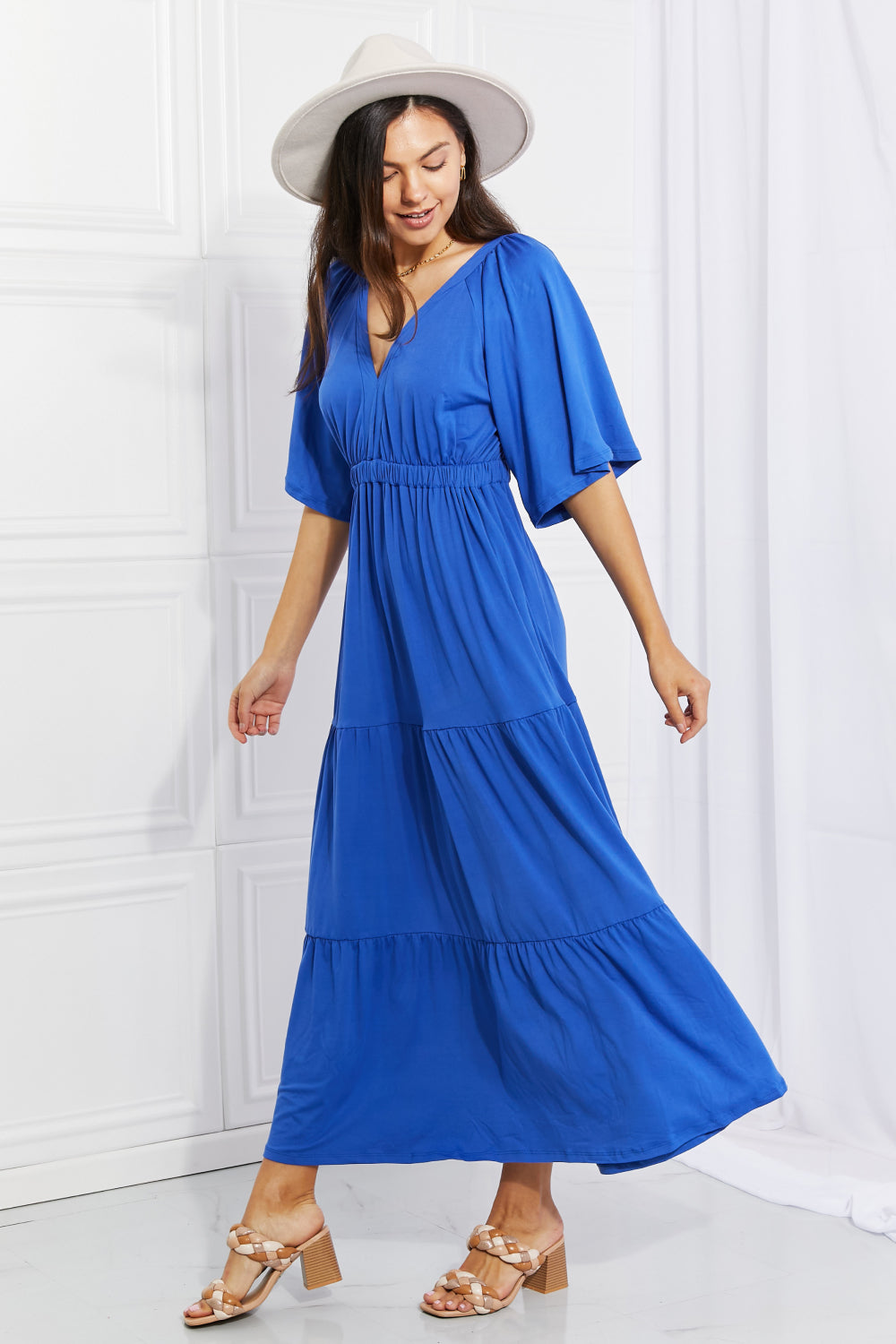 Culture Code Full Size My Muse Flare Sleeve Tiered Maxi Dress - MiaMore | Luxary Classic Charm
