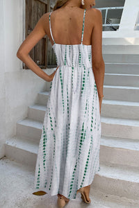 Thumbnail for Printed Surplice Adjustable Spaghetti Strap Maxi Dress