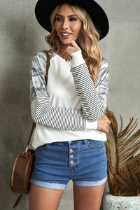 Thumbnail for Mixed Print Raglan Top - MiaMore | Luxary Classic Charm