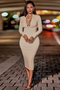 Thumbnail for Zip Up Cutout Drawstring Detail Dress