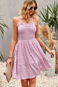 Thumbnail for Spaghetti Strap Ruched Ruffle Hem Dress