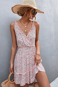 Thumbnail for Floral Frill Trim Sleeveless Mini Dress
