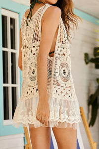 Thumbnail for Spliced Mesh Sleeveless Cover Up