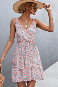 Thumbnail for Floral Frill Trim Sleeveless Mini Dress