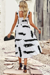 Thumbnail for Printed Smocked Tie Shoulder Dress