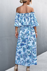 Thumbnail for Floral Off-Shoulder Front Split Dress