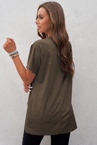 Thumbnail for Short Sleeve Round Neck Tee Shirt with Pockets - MiaMore | Luxary Classic Charm