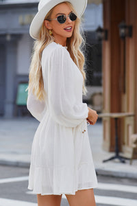 Thumbnail for Smocked Tied Balloon Sleeve Mini Dress