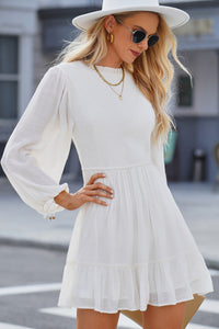 Thumbnail for Smocked Tied Balloon Sleeve Mini Dress