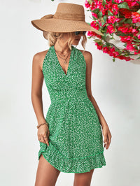Thumbnail for Ditsy Floral Halter Neck Ruffle Hem Dress