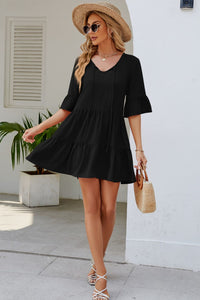 Thumbnail for Tied Flounce Sleeve Mini Dress