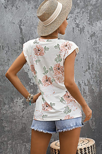 Thumbnail for Printed Capped Sleeve Round Neck Top - MiaMore | Luxary Classic Charm