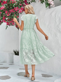 Thumbnail for Floral Surplice Flutter Sleeve Dress