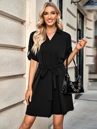 Thumbnail for Johnny Collar Tie Belt Dress