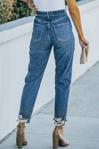 Thumbnail for Ripped Ankle Straight Jeans with Pockets