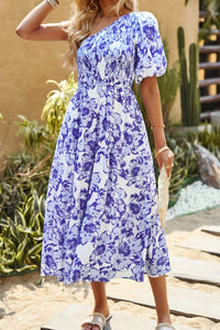Thumbnail for Floral One-Shoulder Smocked Midi Dress