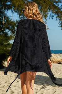 Thumbnail for Tie-Waist Openwork Crochet Cover Up