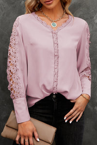 Thumbnail for Spliced Lace V-Neck Blouse - MiaMore | Luxary Classic Charm