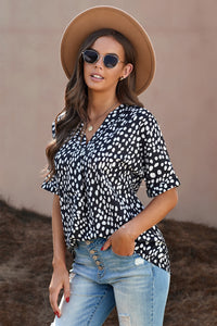 Thumbnail for Printed V-Neck Cuffed Tunic Top - MiaMore | Luxary Classic Charm