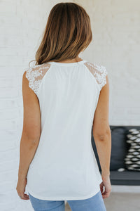 Thumbnail for Lace Yoke Round Neck Tank