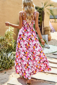 Thumbnail for Printed Tie-Shoulder Smocked Maxi Dress