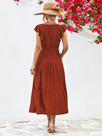 Thumbnail for Tie Belt Ruffled Tiered Dress
