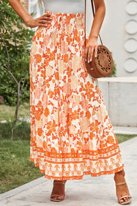 Thumbnail for Floral Smocked Tiered Maxi Skirt